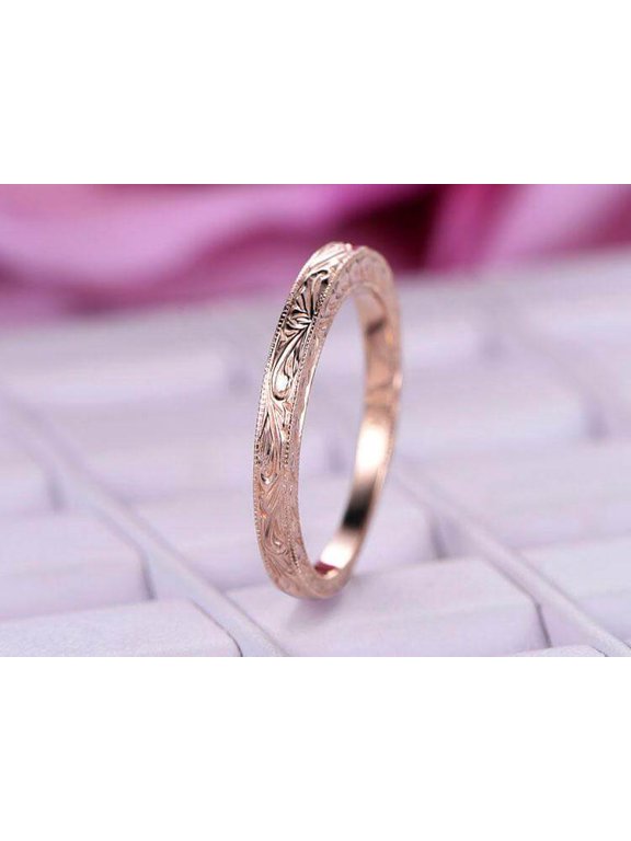 Infinity Eternity Wedding Ring Antique Art Deco Design Anniversary Ring Bridal Ring In Silver And 18K Rose Gold Plating