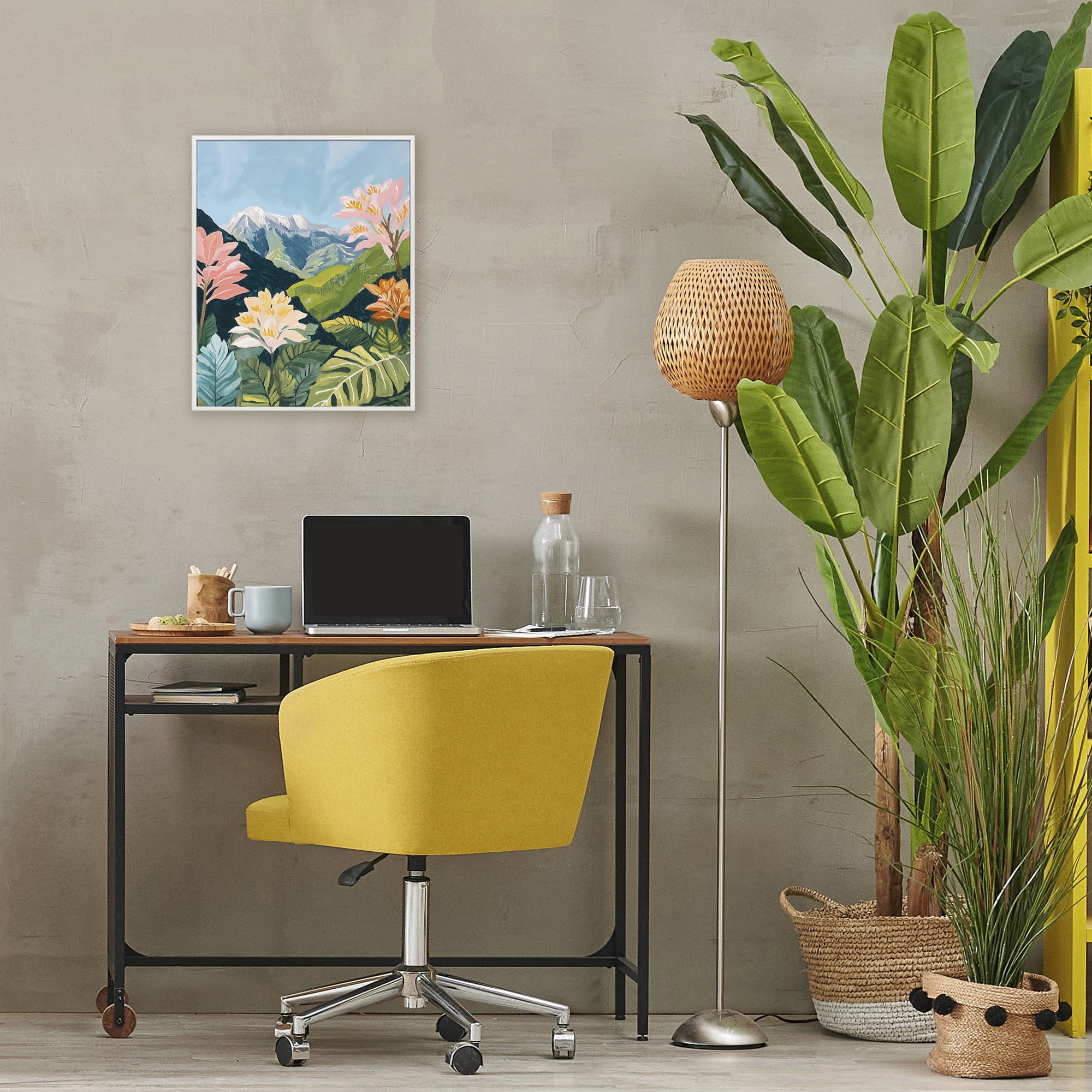 Stupell Industries Tropical Mountain Landscape White Framed Giclee Art, design by The Prints Vibe