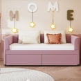 thumbnail image 2 of Aukfa Daybed with Storage Drawers, Twin Size Upholstered Bed Frame, Velvet, Pink, 2 of 8