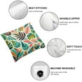 thumbnail image 4 of GOSMITH Square 2-Piece Short Plush Pillowcase Tropical Summer Hawaiian Style Coral Orange Aqua Blue Green Leaf Print White, 4 of 6