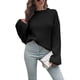 thumbnail image 1 of Suéter de punto para mujer, color puro, manga larga, suéter de punto, suéter casual suelto para otoño invierno negro S, 1 of 7