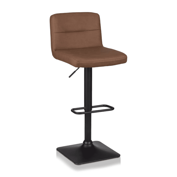 Bouclair Rust Matte Faux Leather and Metal Adjustable Bar Stool