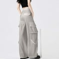 thumbnail image 7 of REALiKUN Women Baggy Work Pants High Waisted Cargo Pants Casual Loose Full Length Hiking Pants Solid Loose Wide Leg Trousers, 7 of 7