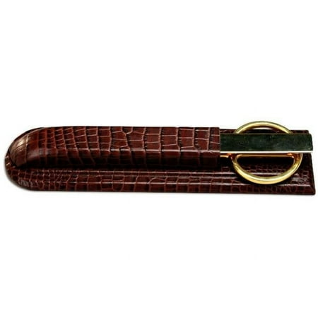 Brown Crocodile Embossed Leather Library Set