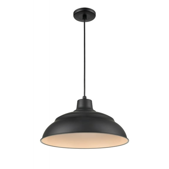 Millennium Lighting R Series 17" Metal Cord Hung Warehouse LED Indoor Outdoor Pendant Light Satin Black Satin Painted