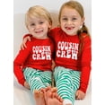 thumbnail image 2 of COUSIN CREW Conjunto de ropa navideña para bebé niño pequeño, blusa de manga larga con cuello redondo, pantalones con estampado de rayas, conjuntos de pijamas navideños, 2 of 7