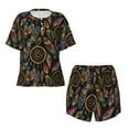 thumbnail image 4 of Naloa Decorative Feathers Women's Short-Sleeved Pajama Set, Loungewear, Summer pajamas, Breathable Cozy - Small, 4 of 9