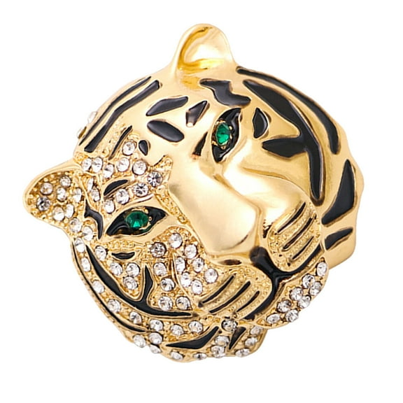 KAJNBN Tiger Shaped Brooch 1Pack Golden Rhinestone Zinc Alloy for Cosplay and Anniversaries