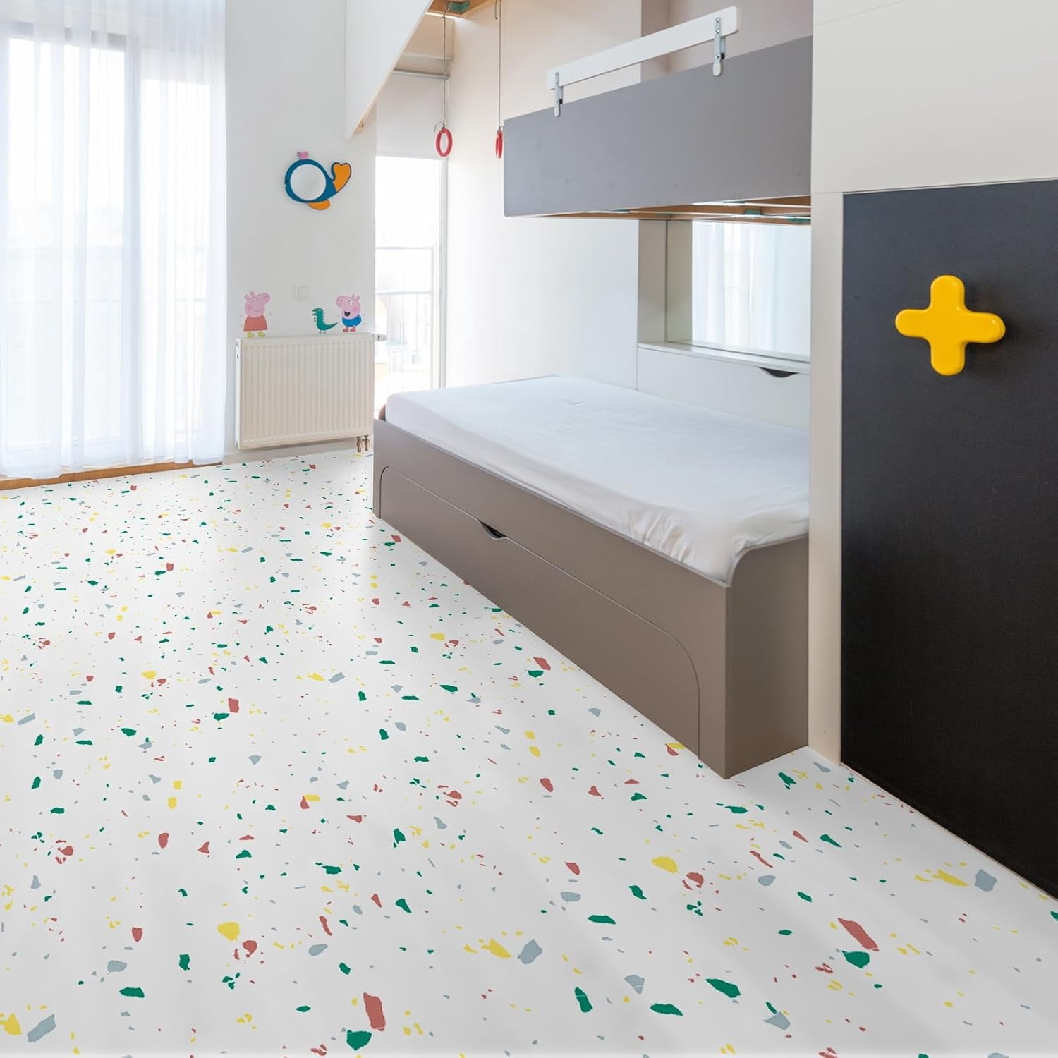 Peel and Stick Floor Tile, 30-Pack 12 x 12in. Covers 30 Sq.ft, Waterproof Vinyl Flooring Tiles Self Adhesive for Kitchen, Bathroom & Bedroom - Modern Terrazzo