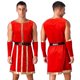 thumbnail image 3 of Trajes medievales de la Guardia Real del Renacimiento para hombre, bata sin mangas a rayas con cinturón y muñequeras, traje de Cosplay de terciopelo para Halloween, 3 of 5