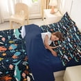 thumbnail image 4 of Feelyou Undersea Shark Octopus Coral Bedding Comforter Set for Kids Boys Girls, Cartoon Marine Animal Queen Bedding Sets, Navy, Blue Reversible, 7pcs, 4 of 7