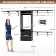 thumbnail image 3 of 20'' - 96'' Closet System Wall Mounted, iSunirm Clothes Organizer System with 2 Wooden Drawers and 4 Hanging Rods, Wardrobe Closet System for Bedroom/Closet, 96"L x 16"W x 58"H, Black, 3 of 8