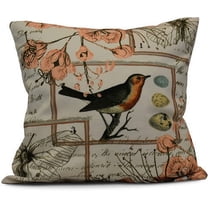 Simply Daisy 16" x 16" Sweet Tweets Holiday Floral Print Pillow