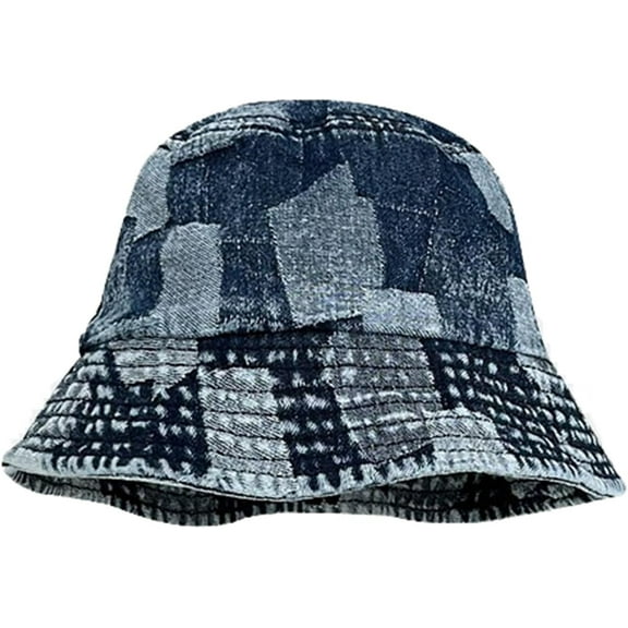 CoCoMangos Mens Denim Vintage Washed Packable Bucket Fishing Travel Boonie Visor Sun Hat Cap
