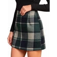 thumbnail image 2 of Women's Plaid Pencil Mini Skirt, High Waisted Bodycon Above Knee Skirt with Side Zipper for Fall Winter, 2 of 5
