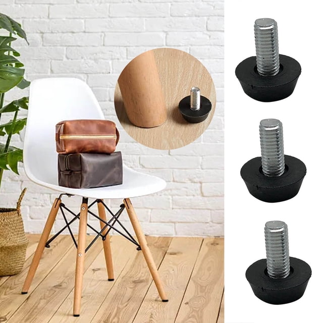 Boreal Craft Adjustable Leveling Feet Screw Table Foot Furniture M8 Screw Feet Floor Protector Non Adjustable Furniture Leveler Screw Black Round Base Foot Screw For Sofa Chair Table Leg