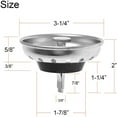 thumbnail image 7 of 2 Pack - Kitchen Sink Strainer and Stopper Combo Basket Replacement for Standard 3-1/4 inch Drain, Stainless Steel Basket with Plastic Knob, Rubber Stopper Bottom, 7 of 7