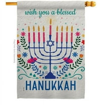 Breeze Decor H120276-BO 28 x 40 in. Hanukkan Wish Wintertime Hanukkah Double-Sided Decorative Vertical House Flags for Decoration Banner Garden Yard Gift
