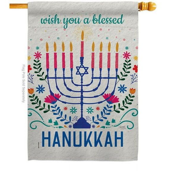Breeze Decor H120276-BO 28 x 40 in. Hanukkan Wish Wintertime Hanukkah Double-Sided Decorative Vertical House Flags for Decoration Banner Garden Yard Gift