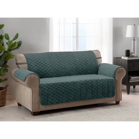Innovative Textile Solutions 1-piece Fairmont Diamond Plush Sofa Furniture Cover  Emerald