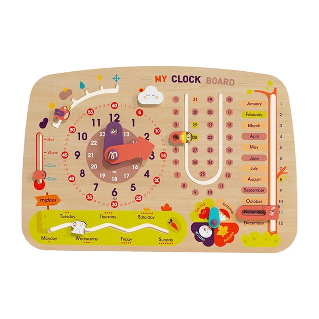 HILABEE Kids Clock Calendar Learning to Tell Time Learning Toys Teaching Clock All about