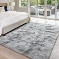 thumbnail image 4 of YJ.GWL Soft Fluffy Area Rugs Tie-Dye Shaggy Rug Colorful Plush Carpet for Bedroom Living Room Kids Home Decor Fuzzy Carpets,4'x6',Grey, 4 of 6