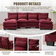 thumbnail image 3 of U Shaped Cloud Couch, 110" Chenille Comfy 4 Seat Sectional Couches for Living Room, Modular Sofa Sleeper with Double Chaise & Memory Foam for Apartment (Red), 3 of 11