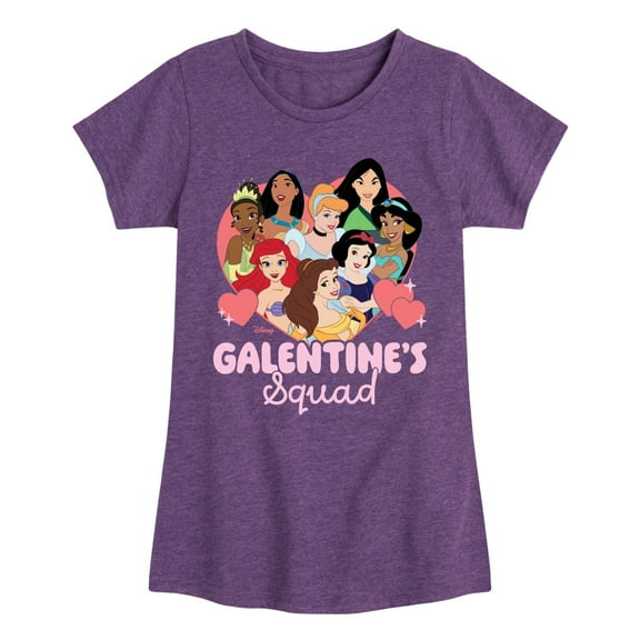 Disney Princess - Galentines Squad - Girls Toddler And Youth Fitted Short Sleeve Graphic T-Shirt