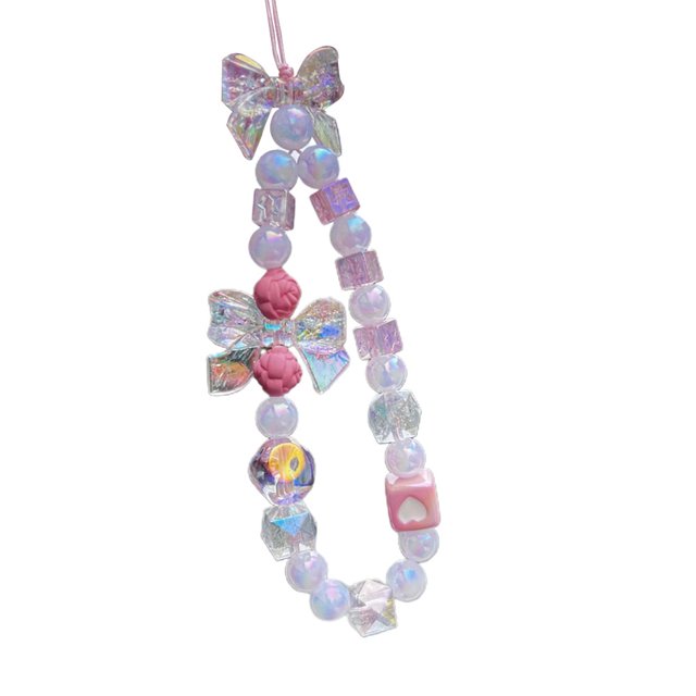 1 pieza Y2K pequeña mariposa fresca colorida cadena de cuentas teléfono móvil accesorios de cuerda anticaída cadena decorativa para teléfono móvil
