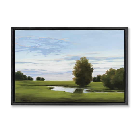Stupell Industries Evening Light Countryside Black Framed Floater Canvas Wall Art design by Julie Peterson, 17 x 25