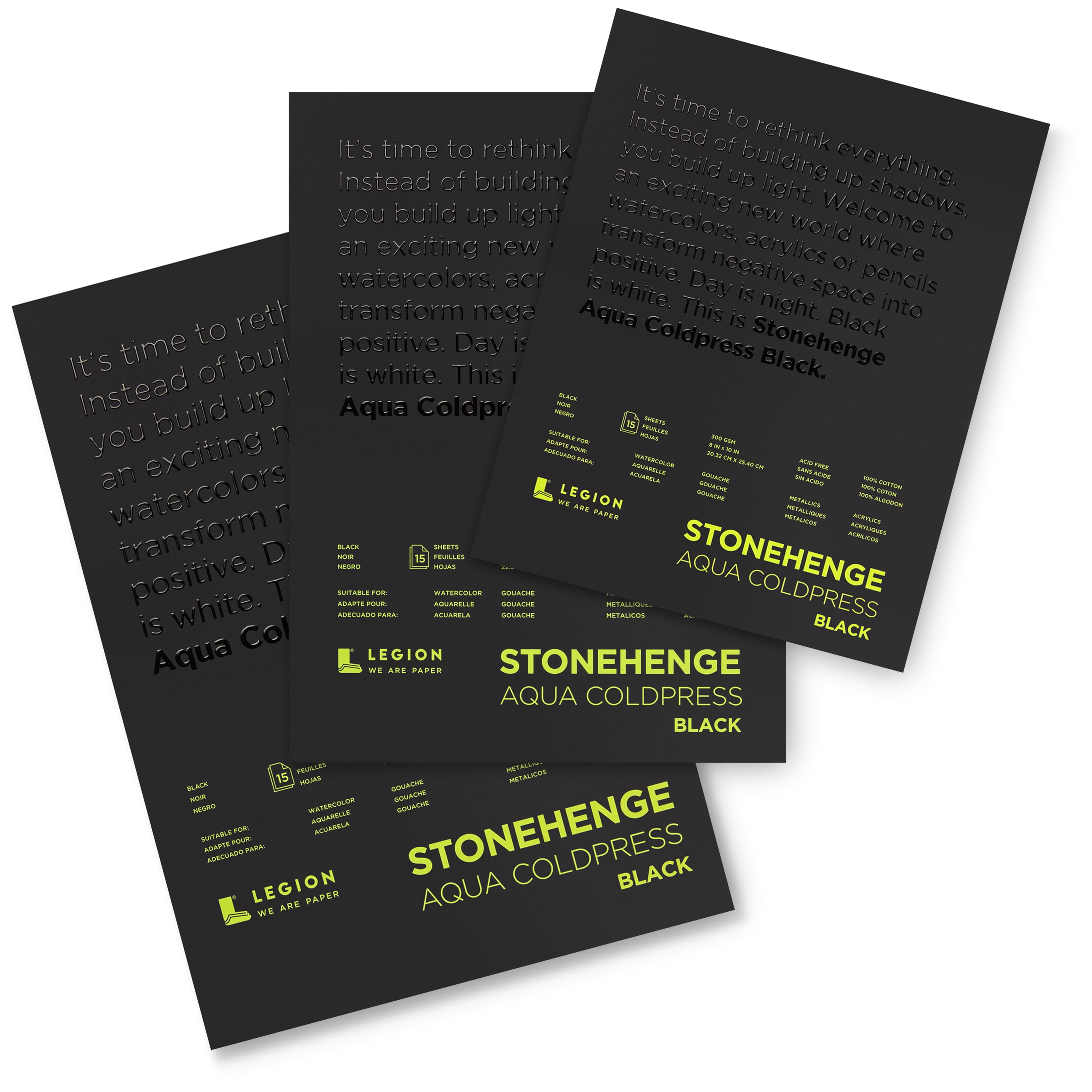 Legion Paper Stonehenge Aqua Black Watercolor Pads, 10" x 14"