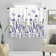 thumbnail image 4 of Purple Floral Lavender Flower Kitchen Curtain 27.5W X 39L Inch 2 Panel Spring Small Short Cafe Tier Window Treatment Drapes Farmhouse Country Wood Vintage Rustic Wildflower Bathroom Home Decor, 4 of 6