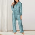 thumbnail image 2 of Honeii Turquoise Wooden1 Print Women's Pajama Sets Long Sleeve Button Down Sleepwear Nightwear Soft Pjs Lounge Sets 2PCS-Medium, 2 of 7