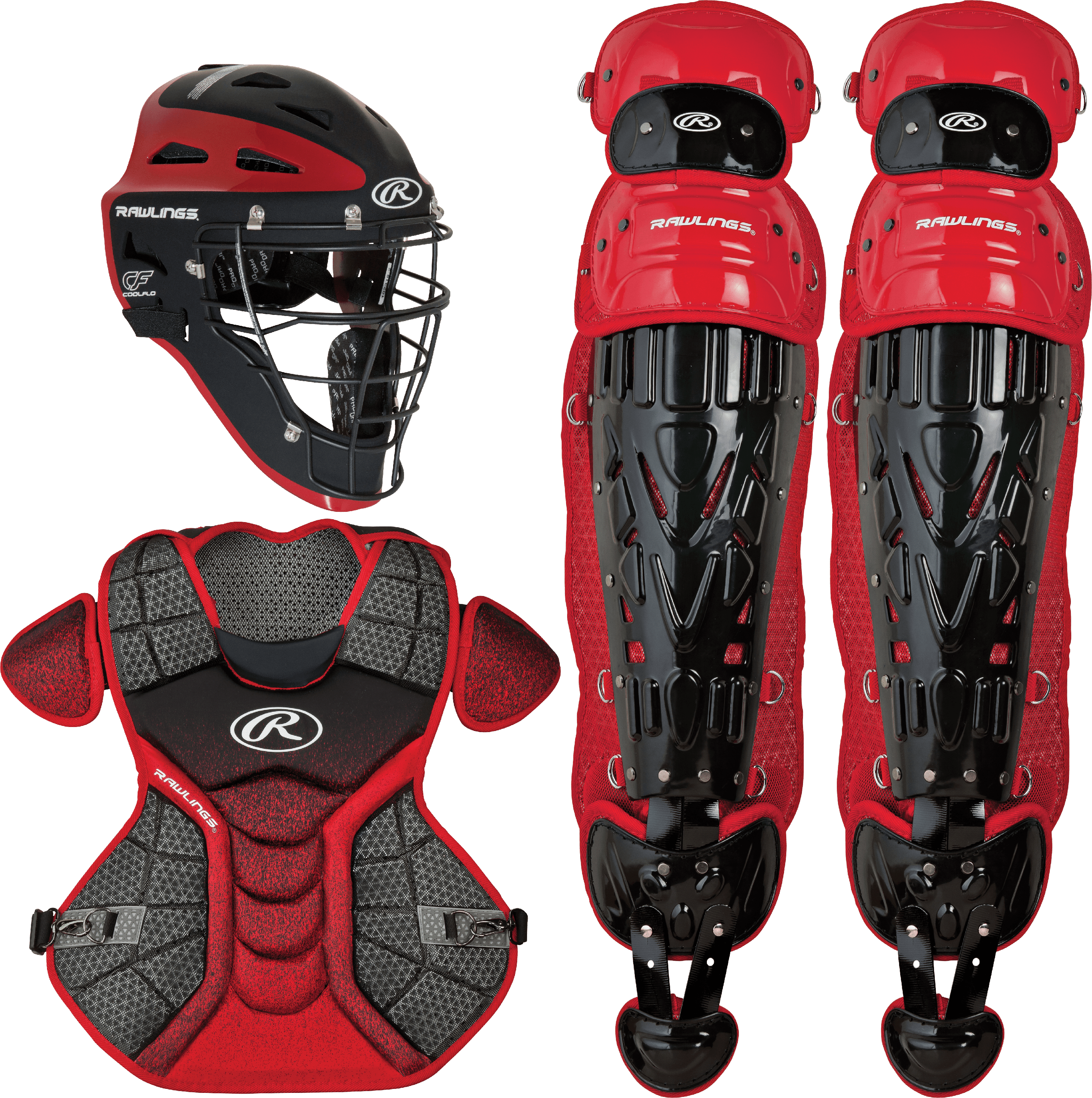 Rawlings Adult Velo Catcher's Set, Black/Scarlet
