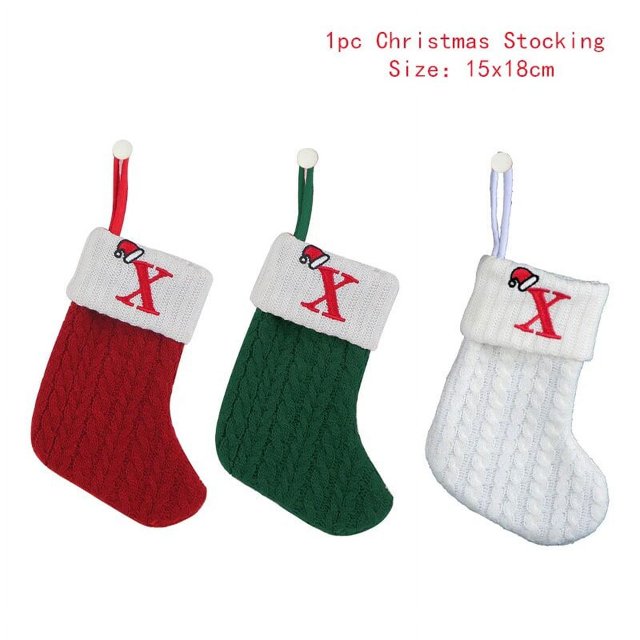Calcetines navideños con estampado de copo de nieve, medias con letras tejidas, bolsas de regalo, decoraciones navideñas para el hogar, Año Nuevo, 2024