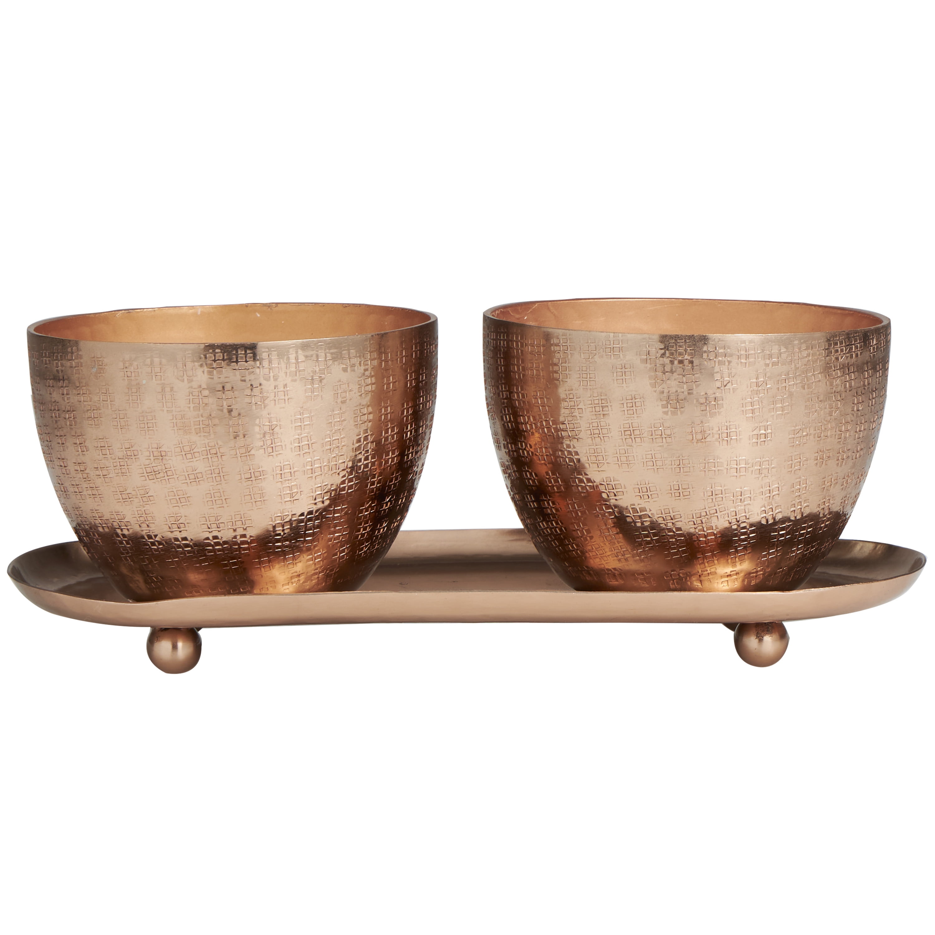 CosmoLiving by Cosmopolitan 2 Holder Copper Metal Sauvignon Blanc Scented Grid Patterned 10 oz 1 Wick Candle with White Wax, (Set of 2)