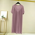 thumbnail image 5 of Feancey Modal Sleep Dress for Women Pleated Casual Loose Nightgowns Summer Short Sleeve Nightshirts Solid Color Lounge Sleepwear Novelty Gifts Purple XL, 5 of 5