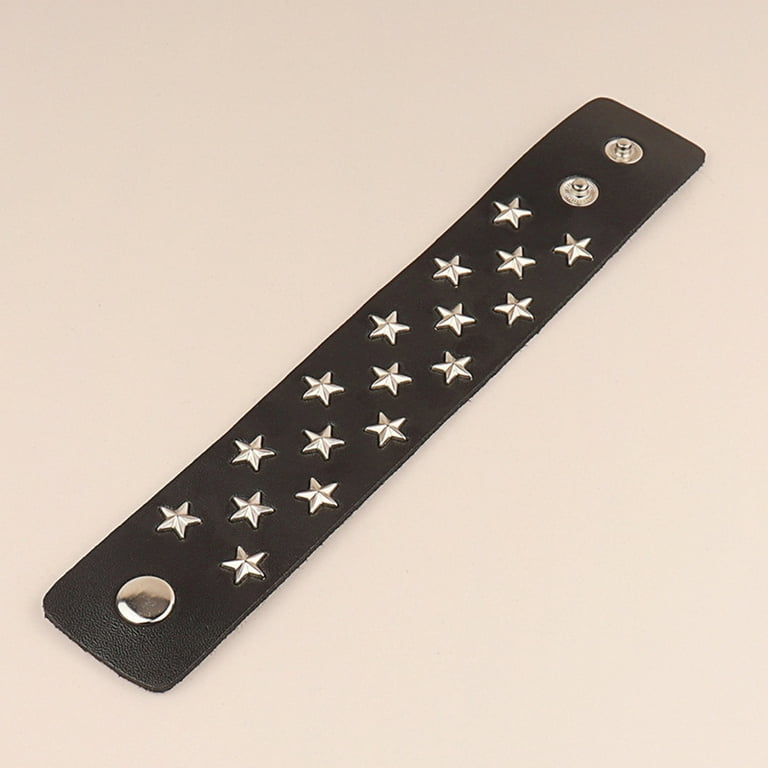 TRINGKY Spikes Rivets Studded Cuff Wrap PU Leather Punk