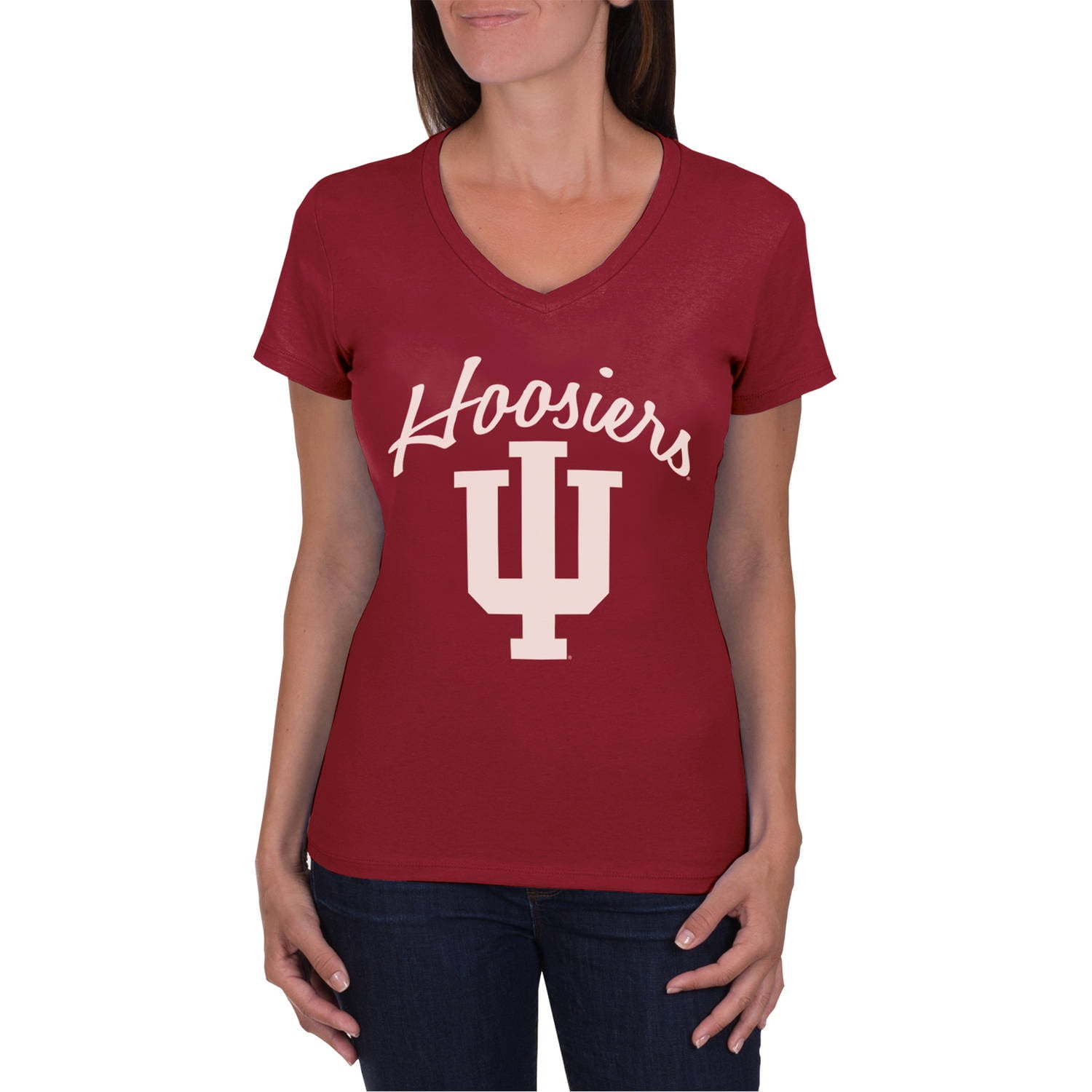 NCAA Indiana Hoosiers Women's V-Neck Tunic Cotton Tee Shirt - Walmart ...