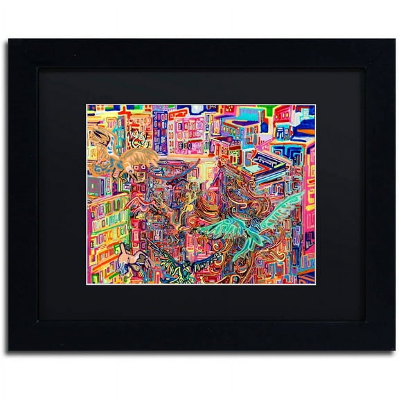 Trademark Fine Art "Friends" Canvas Art by Josh Byer, Black Matte, Black Frame