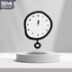 thumbnail image 2 of Reloj De Pared Asimétrico C/Péndulo Silencioso Análogo 30cm negro Mediano, 2 of 8