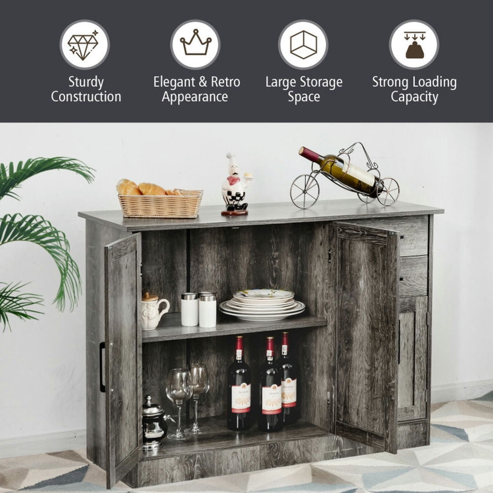 Finihen Kitchen Storage Cabinet, Buffet Sideboard, Buffet Storage Cabinet, Kitchen Sideboard with 2 Drawers, for Dining Room, Kitchen, Living Room, Gray Finihen Kitchen Storage Cabinet, Buffet Sideboard, Buffet Storage Cabinet, Kitchen Sideboard with 2 Drawers, for Dining Room, Kitchen, Living Room, Gray