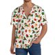 thumbnail image 1 of Balery Christmas Hat Cute Puppy Camisa Casual de Manga Corta con Botones para Hombre, Texturizada, Estilo Cubano, para Playa, Verano-Small, 1 of 5
