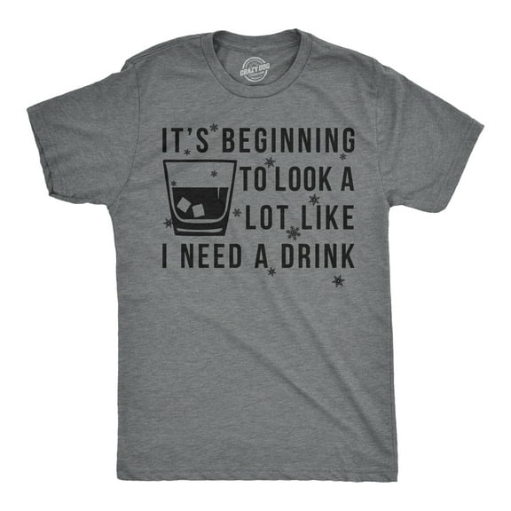 Mens Its Beginning to Look Like I Need A Drink Funny Christmas Gift T shirt Graphic Tees