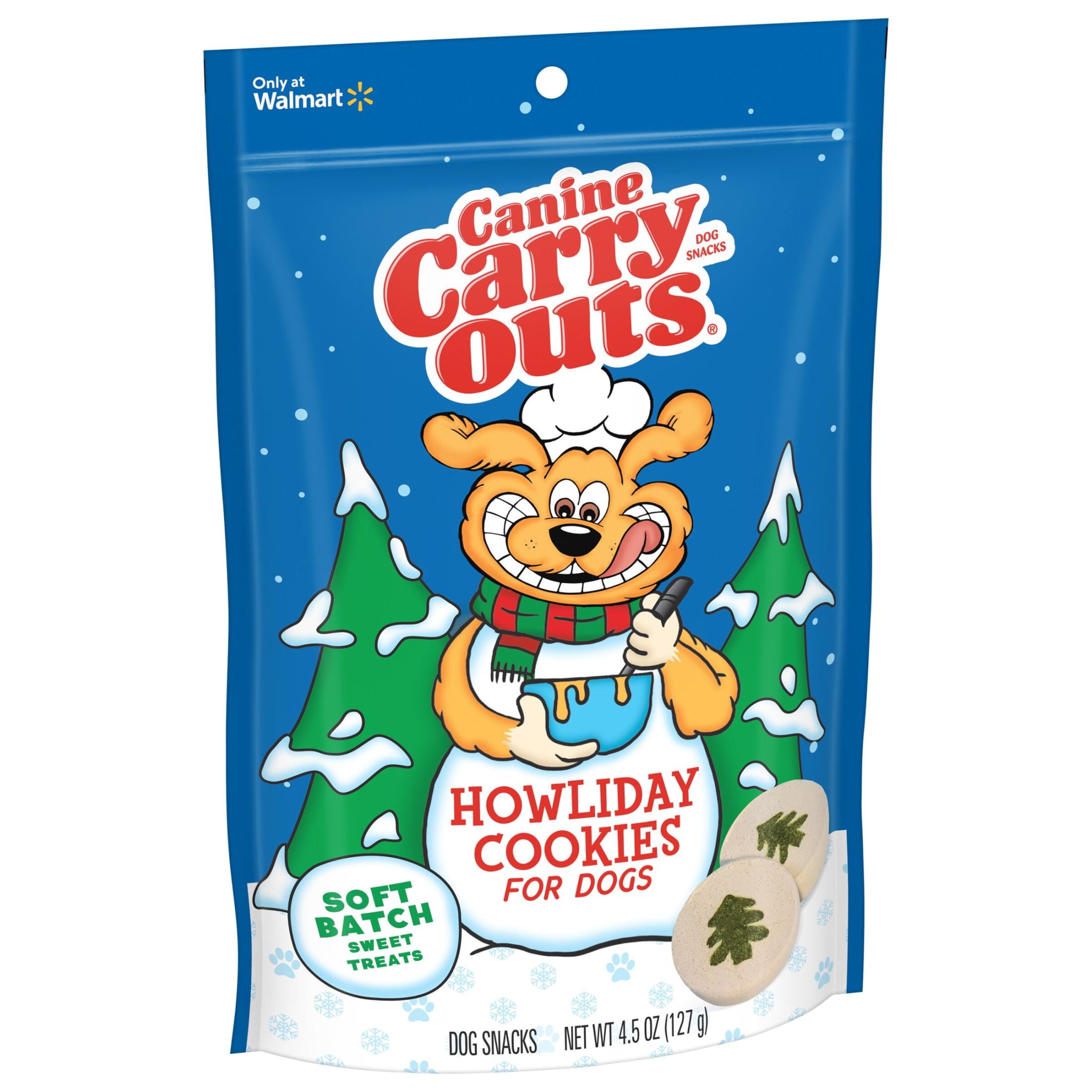 (4 pack) Canine Carry Outs 4.5 Ounce Holiday Cookie Dog Treat Each
