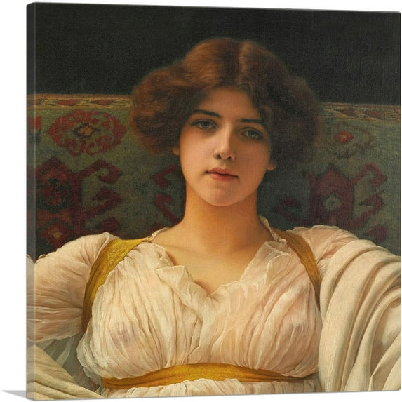 ARTCANVAS Study Of a Head In Drapery Miss Ethel Warwick Canvas Art Print by John William Godward - Size: 26" x 26" (1.50" Deep)