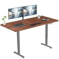 VIVO Electric Dual Motor 71” x 36” Standing Desk, Dark Walnut Top, Gray Frame