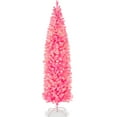 thumbnail image 2 of Best Choice Products 6ft Pre-Lit Pink Artificial Christmas Tree, Holiday Pencil Tree w/ 250 Warm White Lights, Stand, 2 of 8