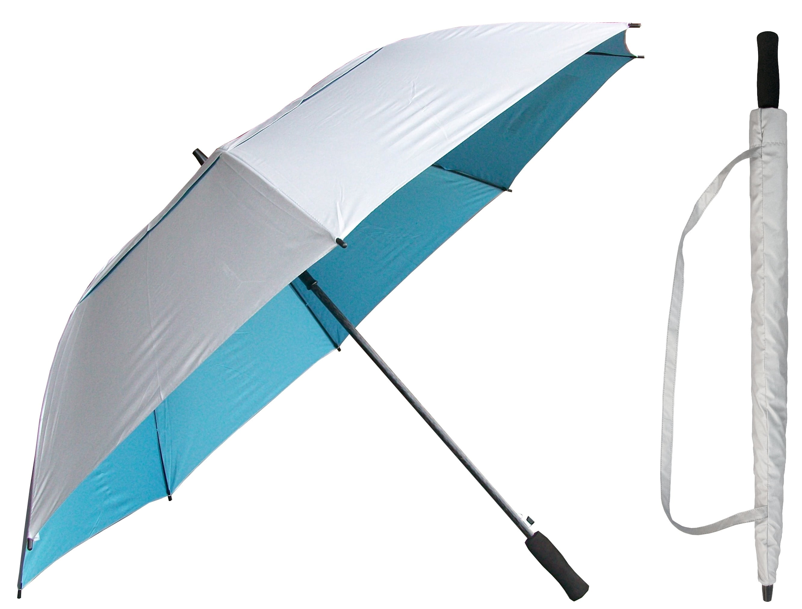 50 Auto Open Silver Coated, Light Blue Lining Windbuster Golf Umbrella