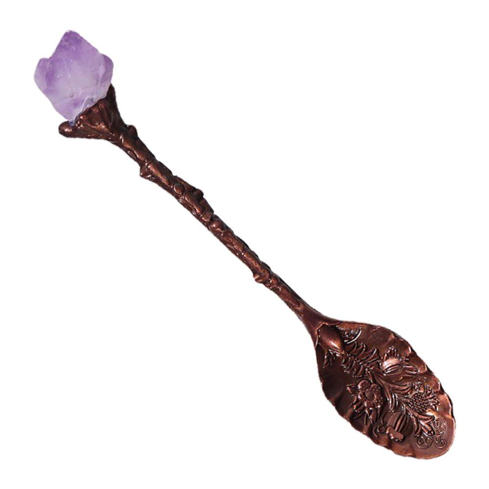 Hot Retro Carved Flower Crystal Coffee Teaspoon Ice Cream Tea Sugar Cake Spoon 